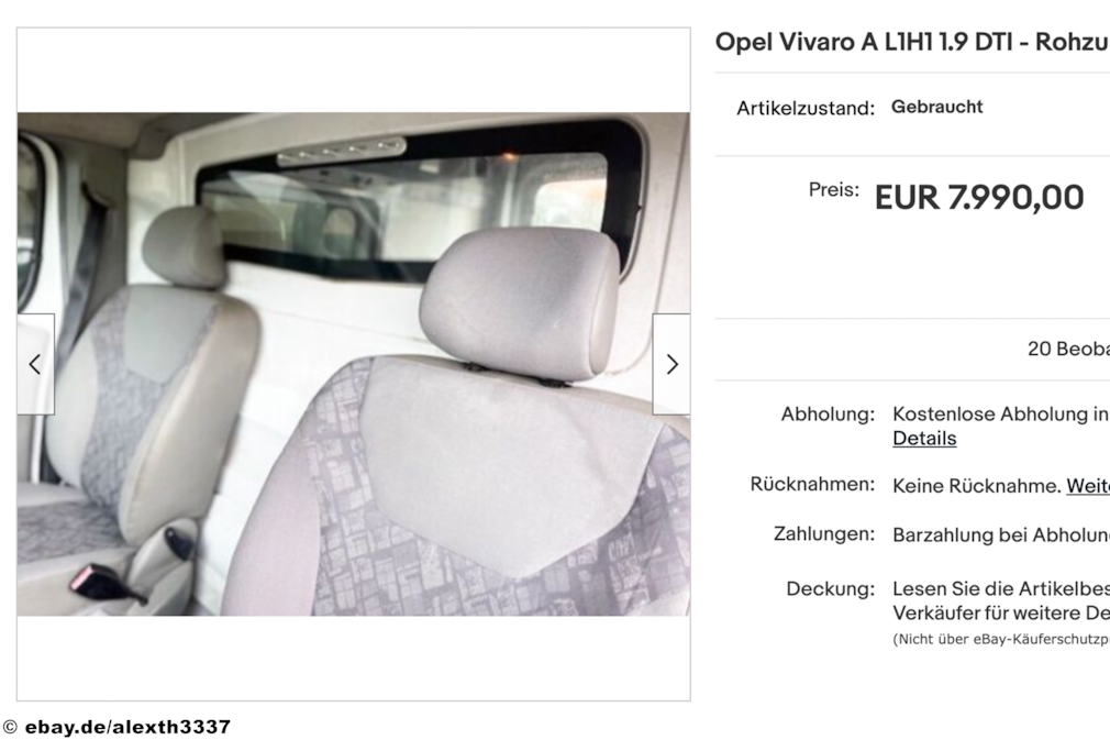eBay Opel Vivaro A L1H1 1.9 DTI