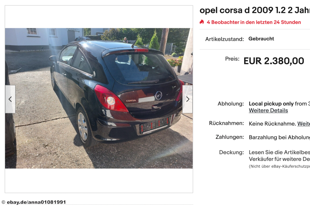 eBay Opel Corsa D