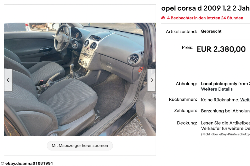 eBay Opel Corsa D