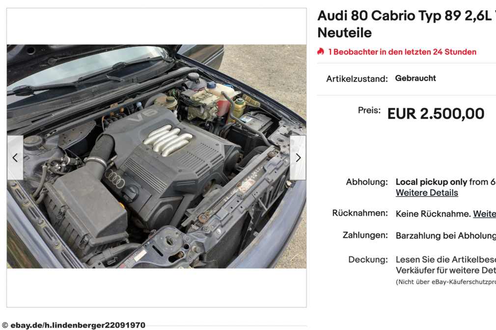 eBay Audi 80 Cabrio Typ 89