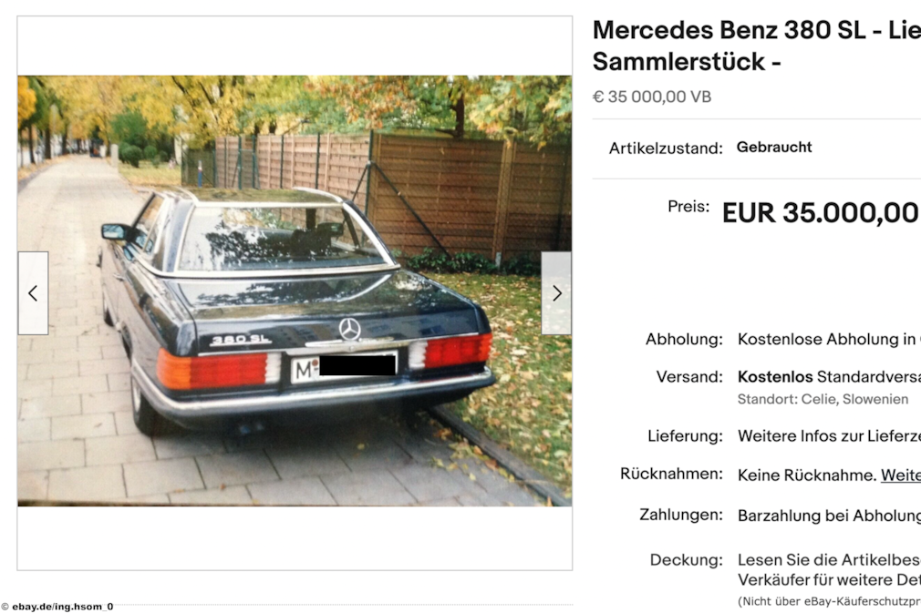 eBay Mercedes Benz 380 SL