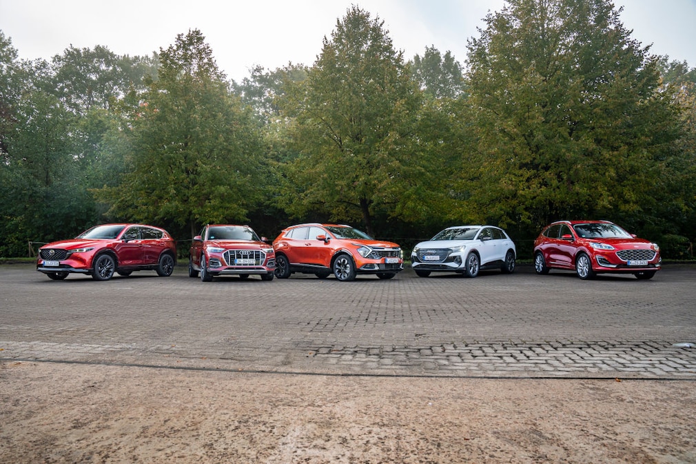 Kia Sportage Ford Kuga Audi Q5 Audi Q4 e-tron Mazda CX-5