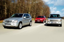 BMW X5 4.6iS, MB ML 55 AMG, Range Rover V8