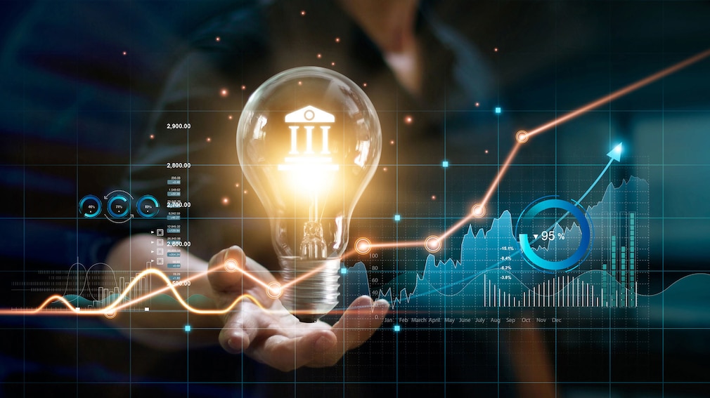 Grafik mit Glühbirne