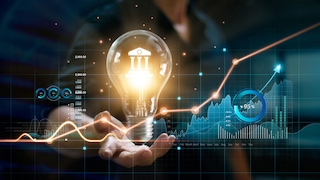 Grafik mit Glühbirne