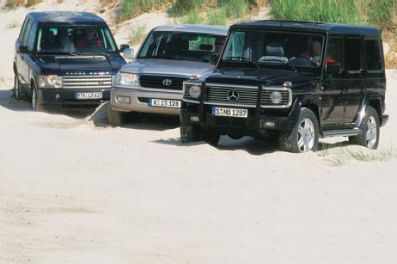 Mercedes G, Range Rover, Toyota LandCruiser