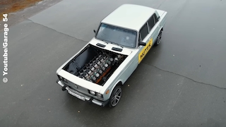 Lada 2106 mit V16 aus Kettensägenmotoren
