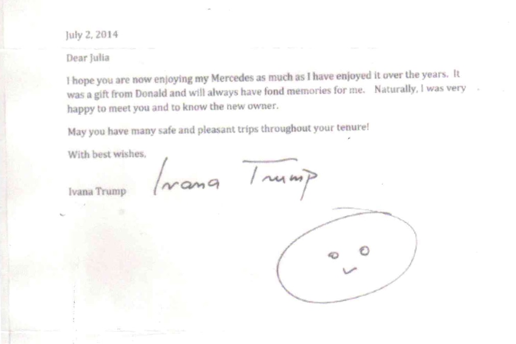 Der Brief an den Käufer samt Smiley stammt von Ivana Trump.