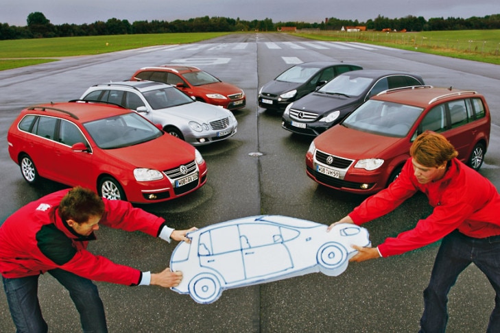 VW Golf Variant gegen VW Touran Mercedes-Benz E-Klasse 280 T-Modell gegen Mercedes R-Klasse R 280 Ford Mondeo Turnier gegen Ford S-Max