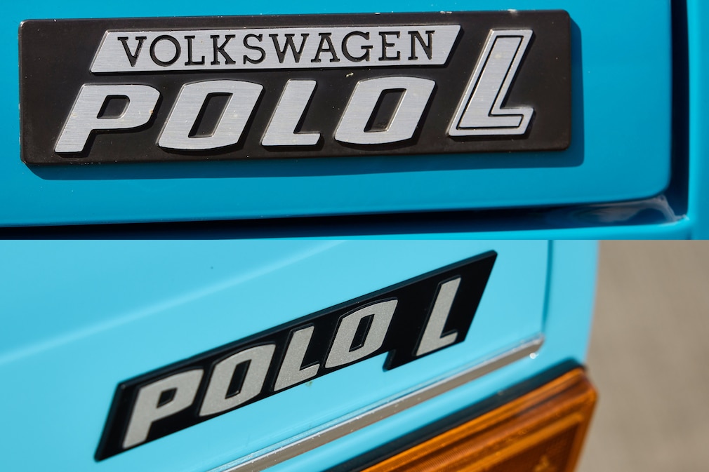 verschiedene Logos am Heck des VW Polo 1