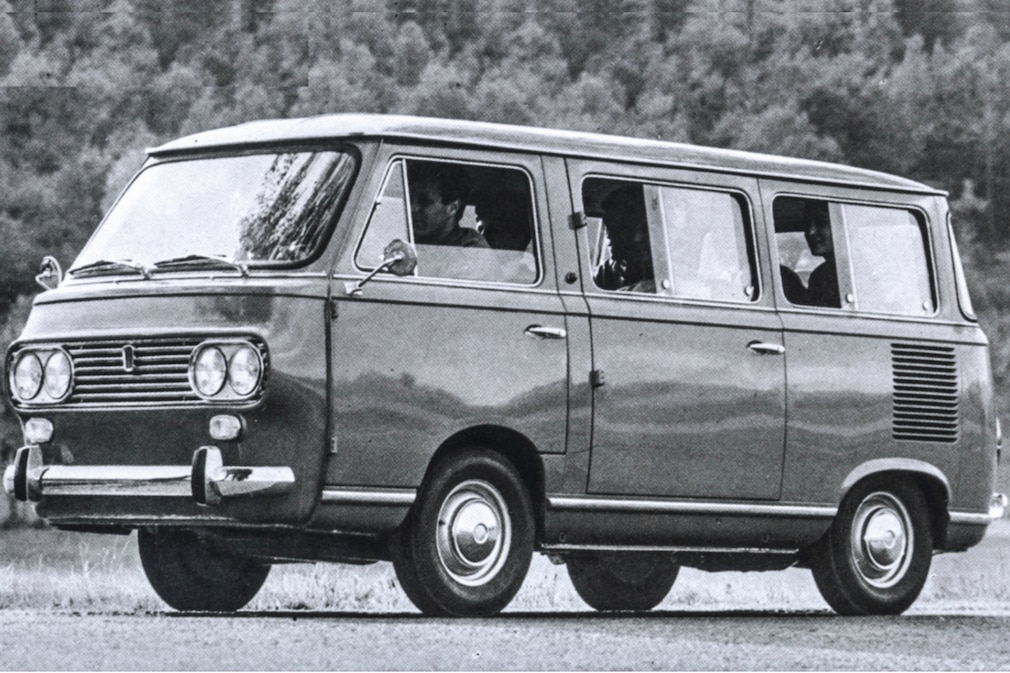 Schwarzweißfoto vom Fiat 850T