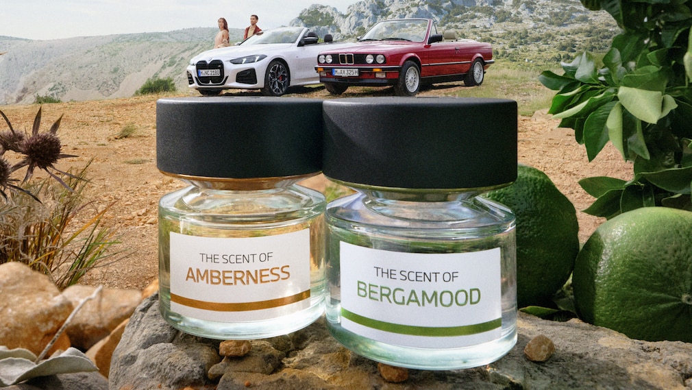 Die beiden BMW-Parfums "Amberness" und "Bergamood".