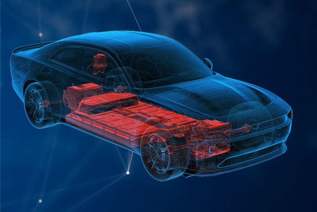 Feststoffakku von Stellantis, schematische Darstellung in Dodge Charger Daytona