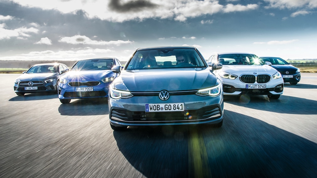 TÜV-Vergleich: VW Golf 8 gegen Mercedes A-Klasse, BMW 1er, Kia Ceed und Opel Astra