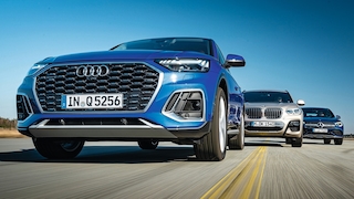 vergleich VT Audi Q5 Sportback 45 TFSI quattro vs BMW X4 xDrive30i vs Mercedes GLC 300 4Matic Coupé