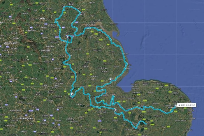 Die Rekordroute des Polestar 3 durch drei englische Grafschaften