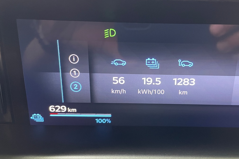 Opel Grandland Electric: bei 100 Prozent Ladung errechnete 629 km