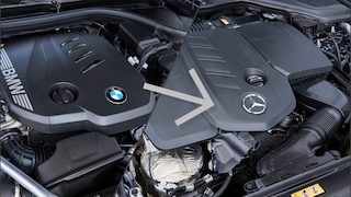 AUTO BILD Montage BMW und Mercedes Motor