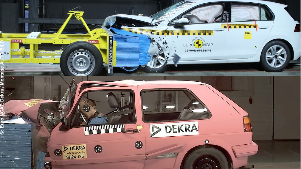Golf 8 und Golf 2 im Crashtest