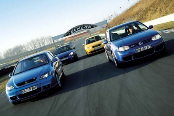 Audi S3, Astra OPC, Golf R32 und Focus RS