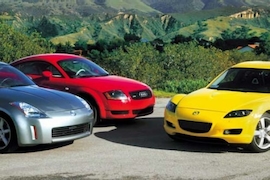 Audi TT gegen Mazda RX-8 und Nissan 350Z