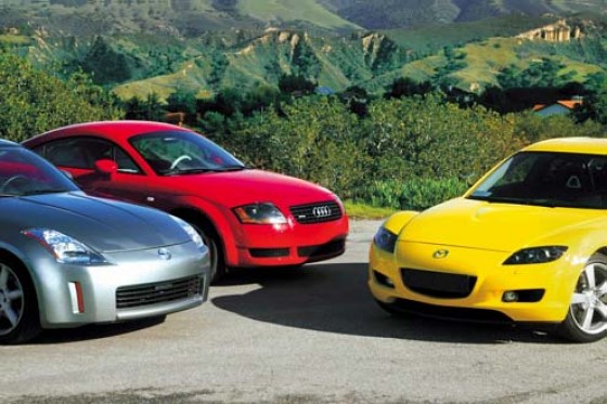 Audi TT gegen Mazda RX-8 und Nissan 350Z