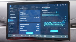 Display zeigt Energie- und Verbrauchsdaten des BYD.