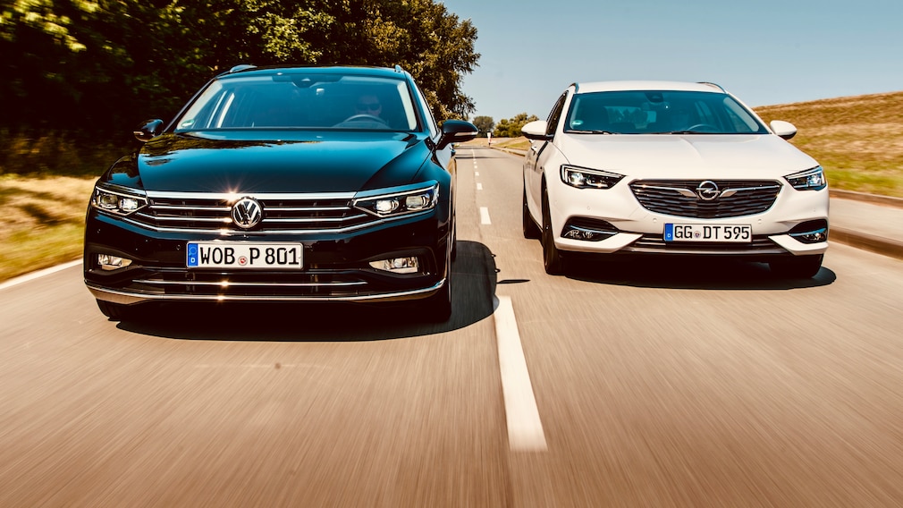 VW Passat B8 gegen Opel Insingnia B im TÜV-Duell