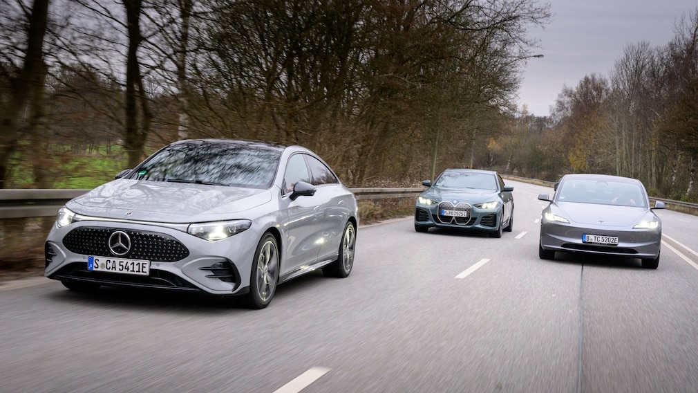 BMW i4 eDrive40 Mercedes CLA 250+ Tesla Model 3 Maximale Reichweite RWD