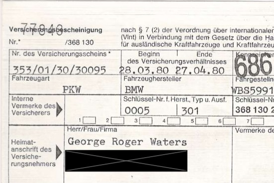 Deutsche Versicherungsbescheinigung des BMW M1