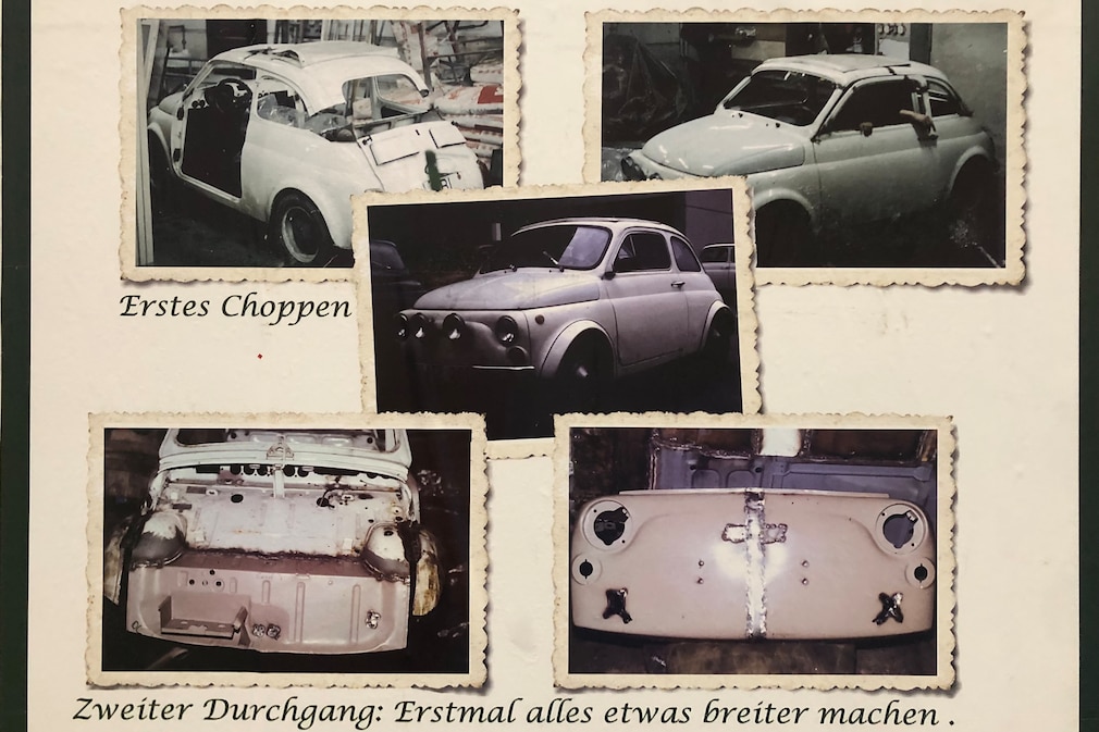historische Fotos vom Umbau zum Fiat 500 Top Chop