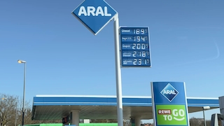Preistafel an einer Aral-Tankstelle