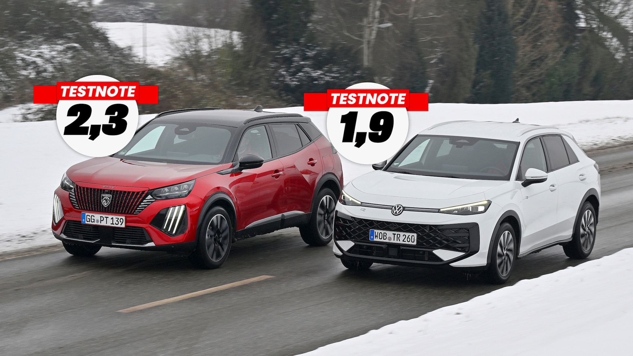 Peugeot 2008 vs. VW T-Roc: kompakte SUV im Test - AUTO BILD