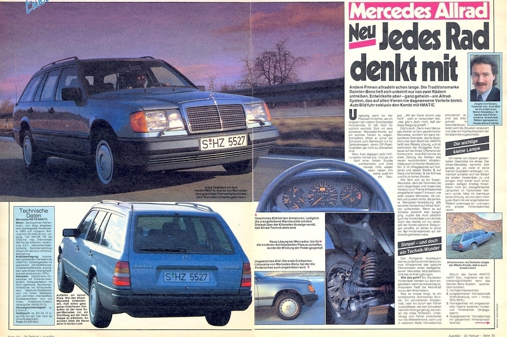 Artikel über den Mercedes 300 TE 4matic (S 124) in der AUTO BILD-Erstausgabe 9/1986