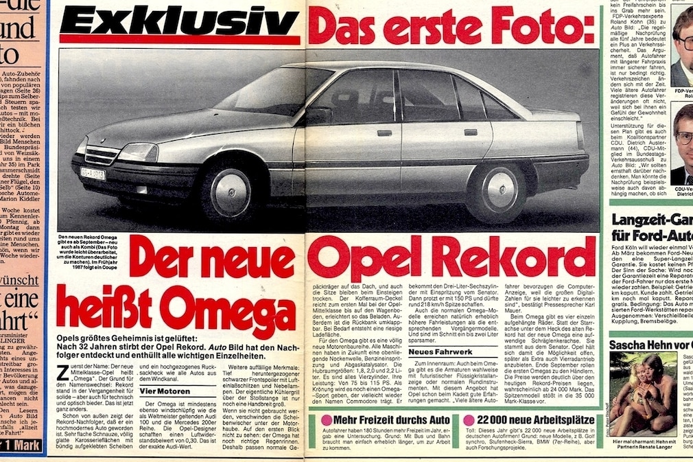 Artikel über den Opel Omega A in der AUTO BILD-Erstausgabe 9/1986