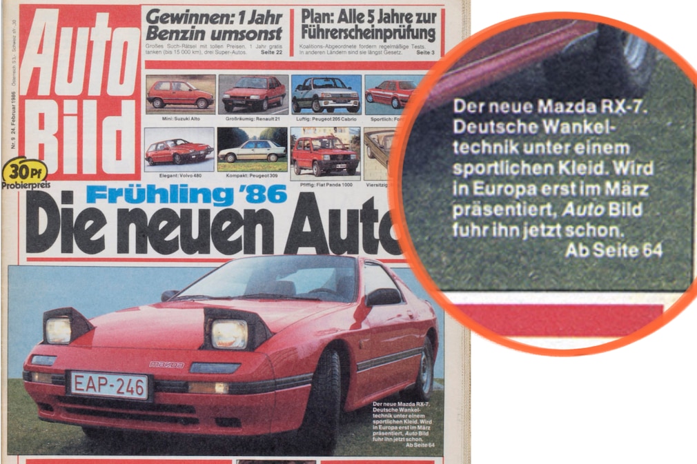 DETAIL AUF DEM TITEL DER AUTO BILD-Erstausgabe
