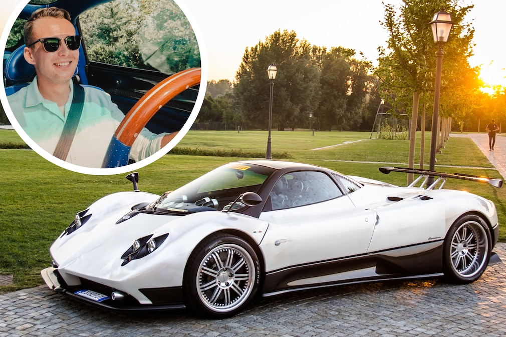 AUTO BILD-Redakteur Jan Götze am Steuer des Pagani Zonda