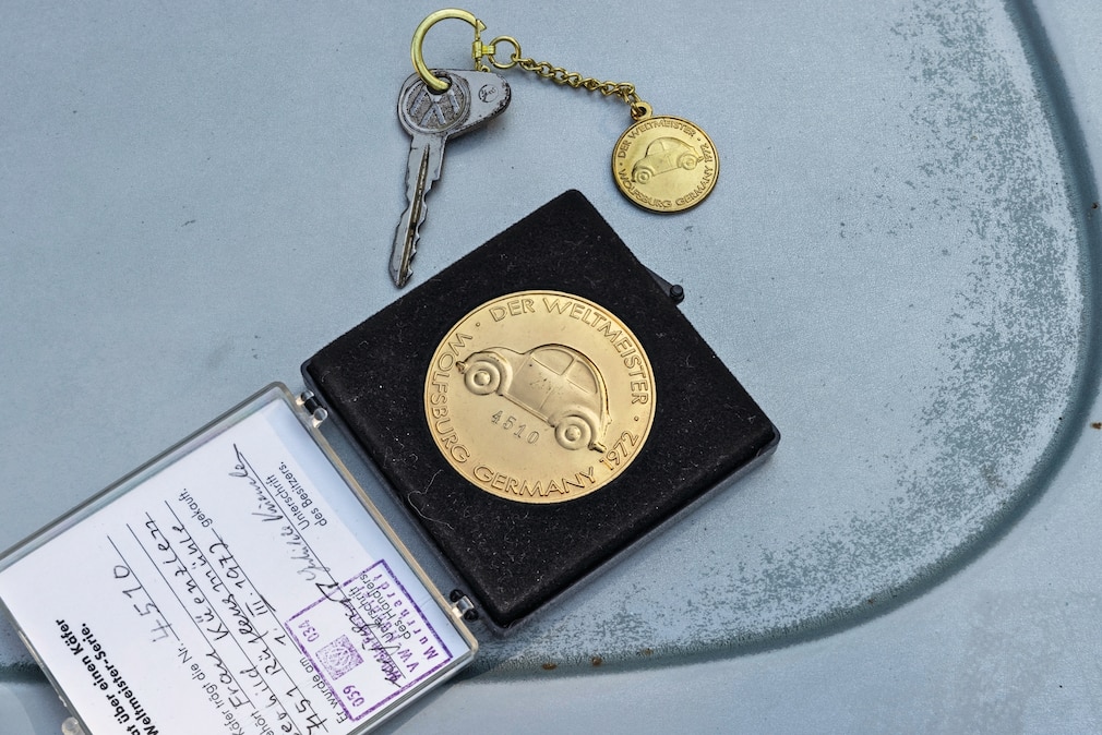 Goldmedaille mit der Aufschrift "Der Weltmeister".