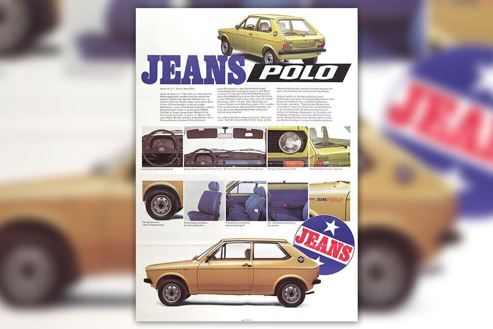 Seite aus einem Prospekt für den VW Jeans Polo
