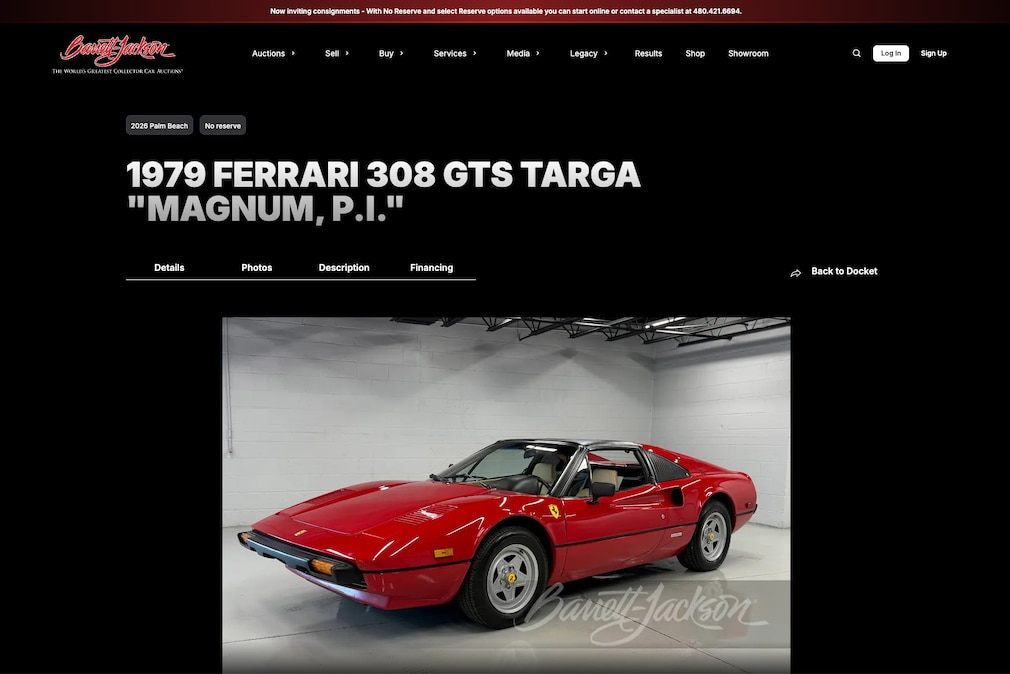 Bildschirmfoto / Screenshot von der Website barrett-jackson.com