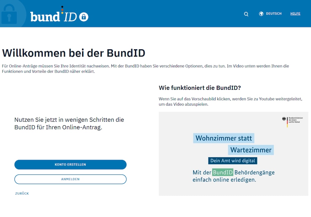 Kaufprämie E-Auto Förderung - Screenshot BundID