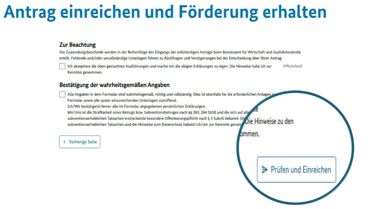 Kaufprämie E-Auto Förderung - Screenshot vom Antragsportal bei der BAFA