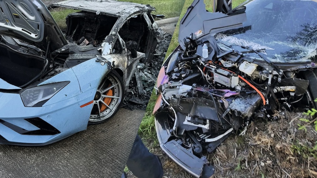 Lamborghini Aventador und Revuelto komplett zerstört beim Unfall