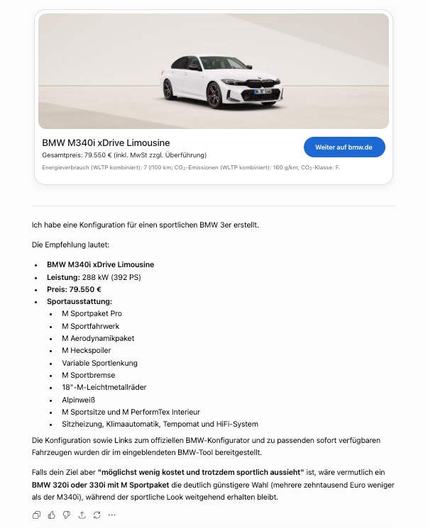 BMW Konfigurator mit ChatGPT-Plugin künstliche Intelligenz