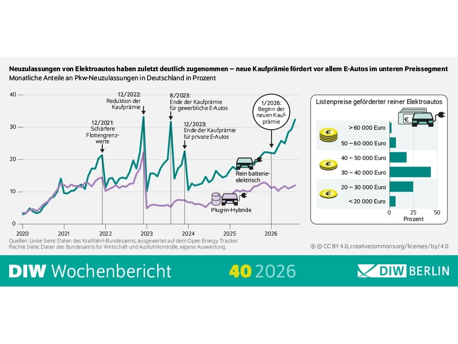 DIW Grafik zum Absatz von Elektroautos