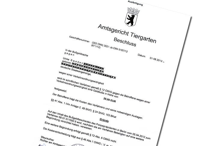 Strafzettel weil keine grüne Umweltplakette in der Umweltzone am Auto war