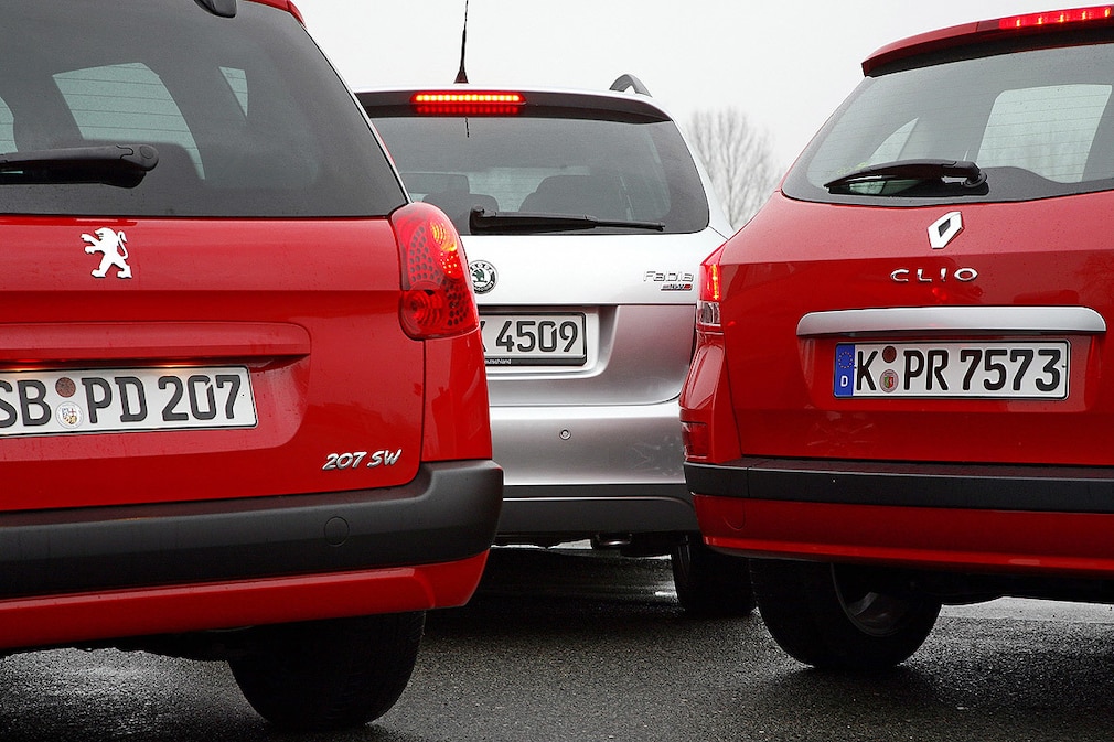 Vergleich Skoda Fabia Combi, Peugeot 207 SW, Renault Clio Grandtour