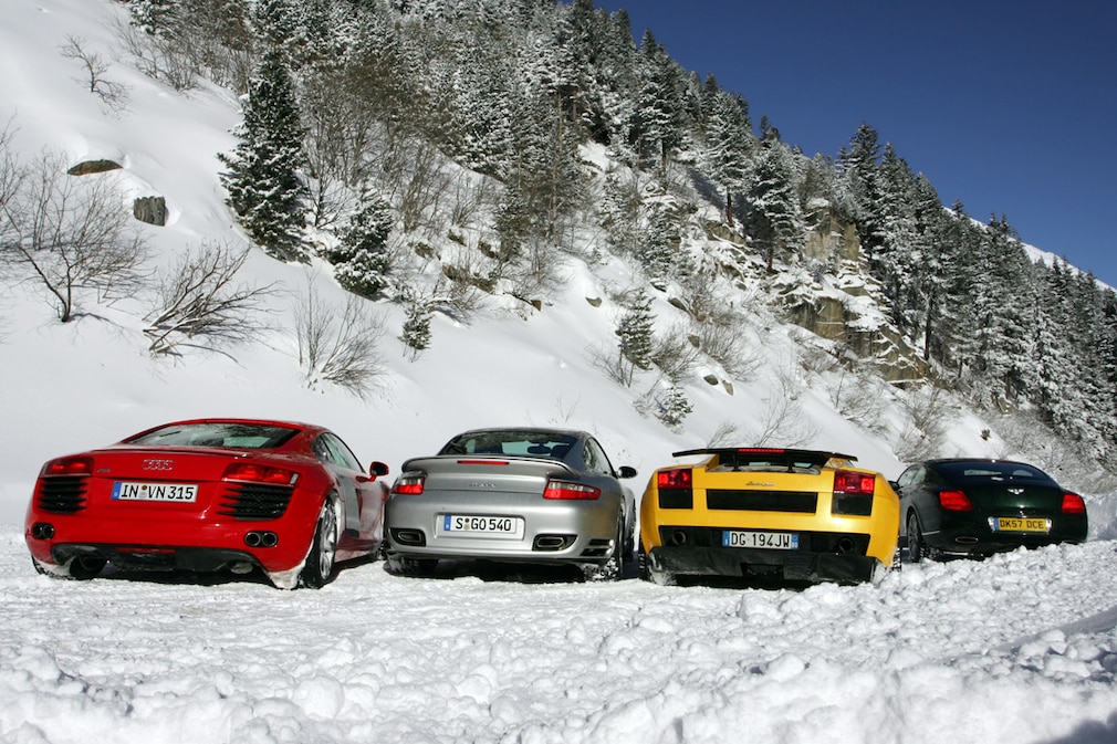 Porsche 911 Turbo, Lamborghini Gallardo Superleggera, Bentley Continental GT, Audi R8