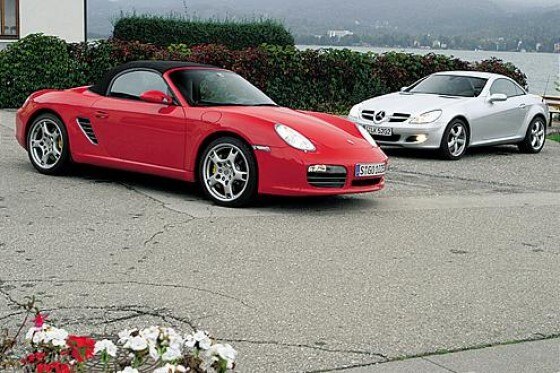 Porsche Boxster S gegen Mercedes SLK 350 Porsche Boxster S gegen Mercedes SLK 350