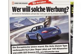 Warnhinweise auf Autowerbung